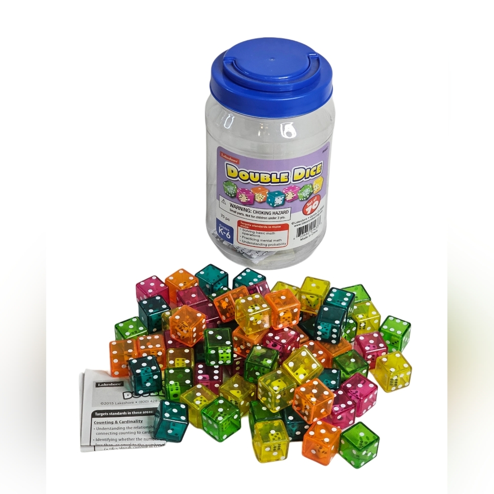 Lakeshore Double Dice Set 69 K-6th Grade Home School Basic Mental Math Education